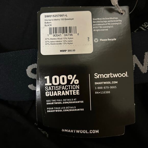 Smartwool Women's Black Baselayer Merino Wool 150 leggings Size L - Picture 8 of 9